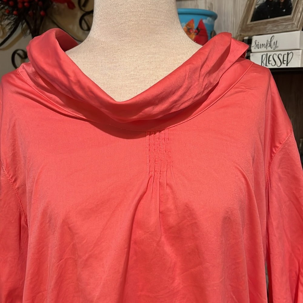 Soft surrounding cowl neck blouse roll tab sleeves, gold button women’s size XL - Picture 2 of 7
